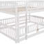 Lit superposé avec glissade, lit superposé double au-dessus de double avec clôture et échelle pour les tout-petits-2133328306