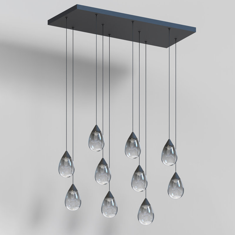 Luminaire suspendu à DEL 10 lumières Aliceann, Noir mat, Fumée