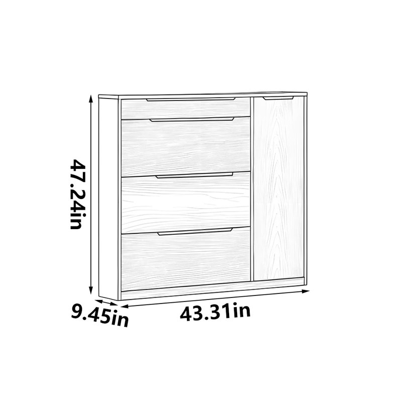Armoire à chaussures populaire, H 47,24 po x l 43,31 po x P 9,45 po