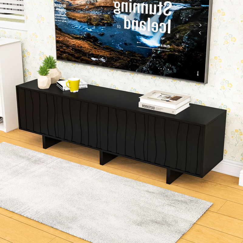 Meuble télé avec armoires de rangement, Noir