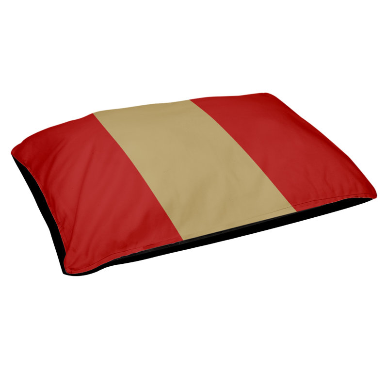 Coussin de lit pour chien Cincinnati, Moyen (H 6,5 po x l 40 po x P 30 po), Rouge / doré