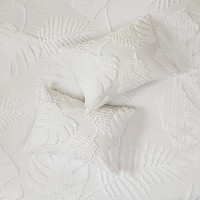 Housse de couette 3 pièces en chenille de coton au design élégant, double / grand pour un décor de chambre à coucher confortable,
