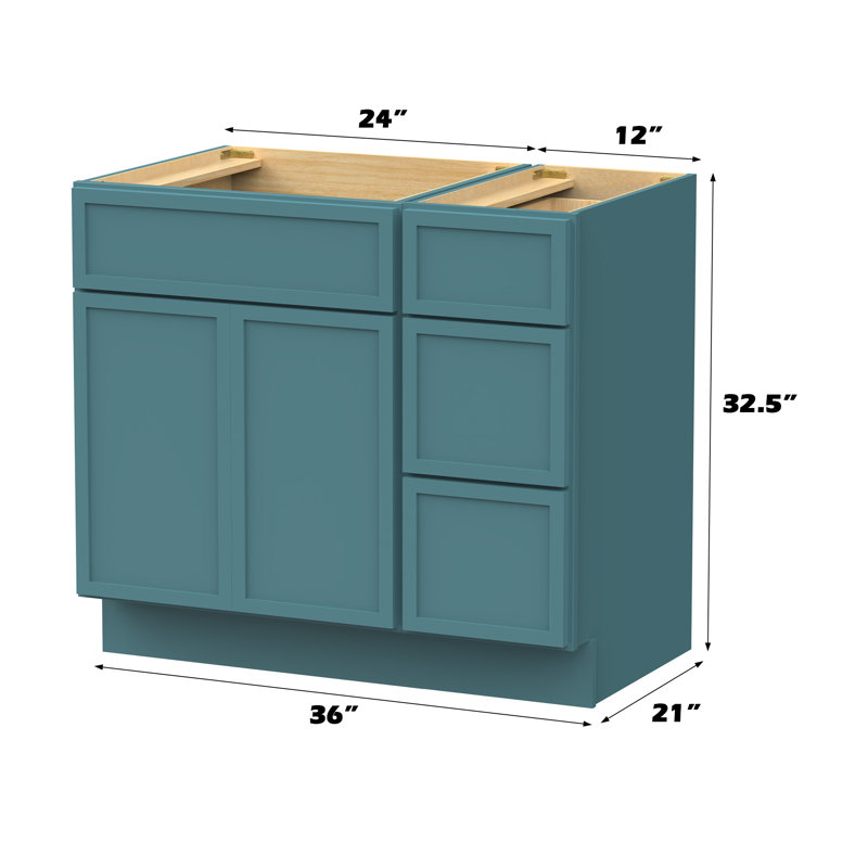 Base de meuble-lavabo simple 36 po seulement, Sarcelle