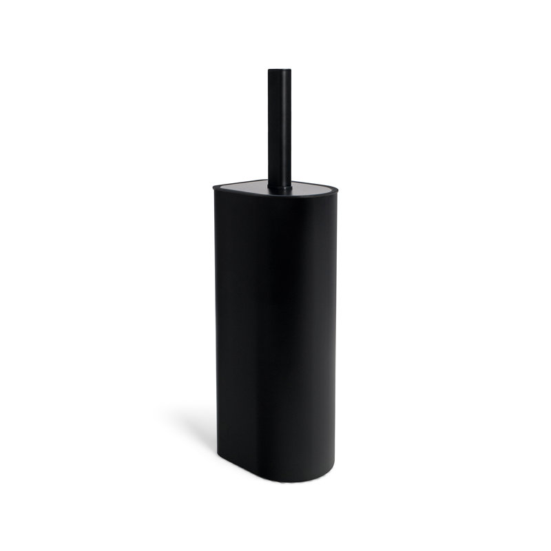 Porte-brosse de toilette arqué en métal avec base lestée et poils en silicone Acento, noir mat, Noir mat