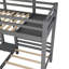 Lit simple au-dessus et superposé gris avec escalier et support - crée un espace de rangement pratique