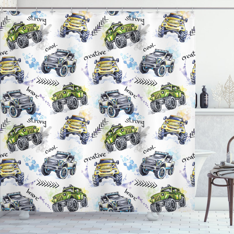 Ensemble de rideau de douche et crochets de douche cars, H 70 po x l 69 po