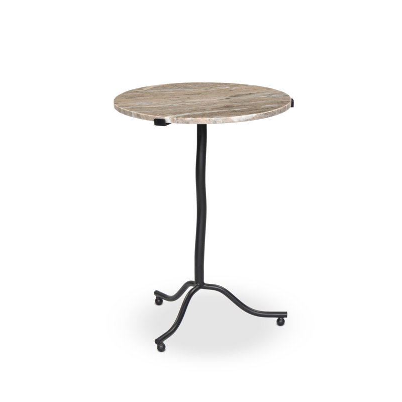 SOPHIE Marble End Table, Beige Top/Black Base