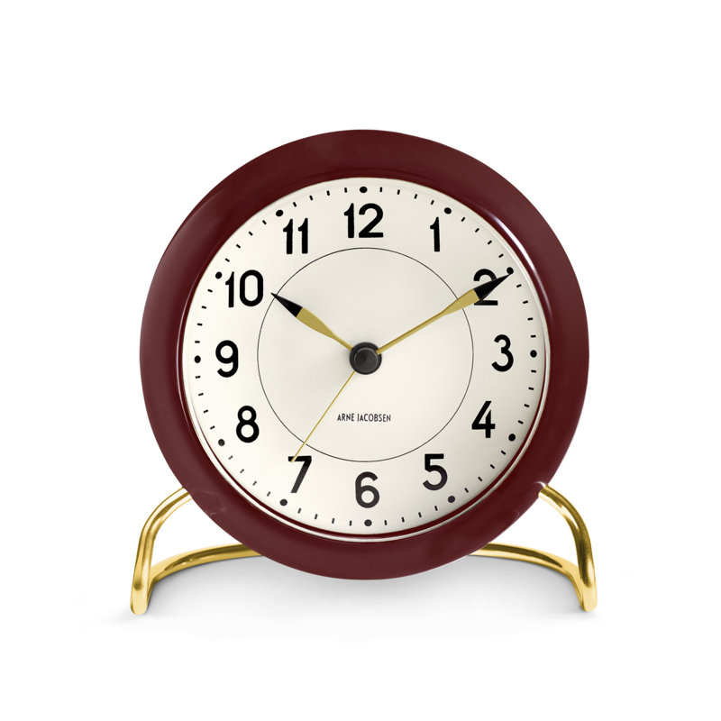 Station Electric Clock, White/Bordeaux/Gold