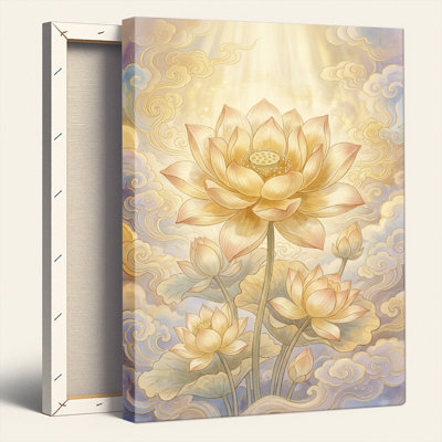 Ensemble de 1 tableau sur toile Lotus doré