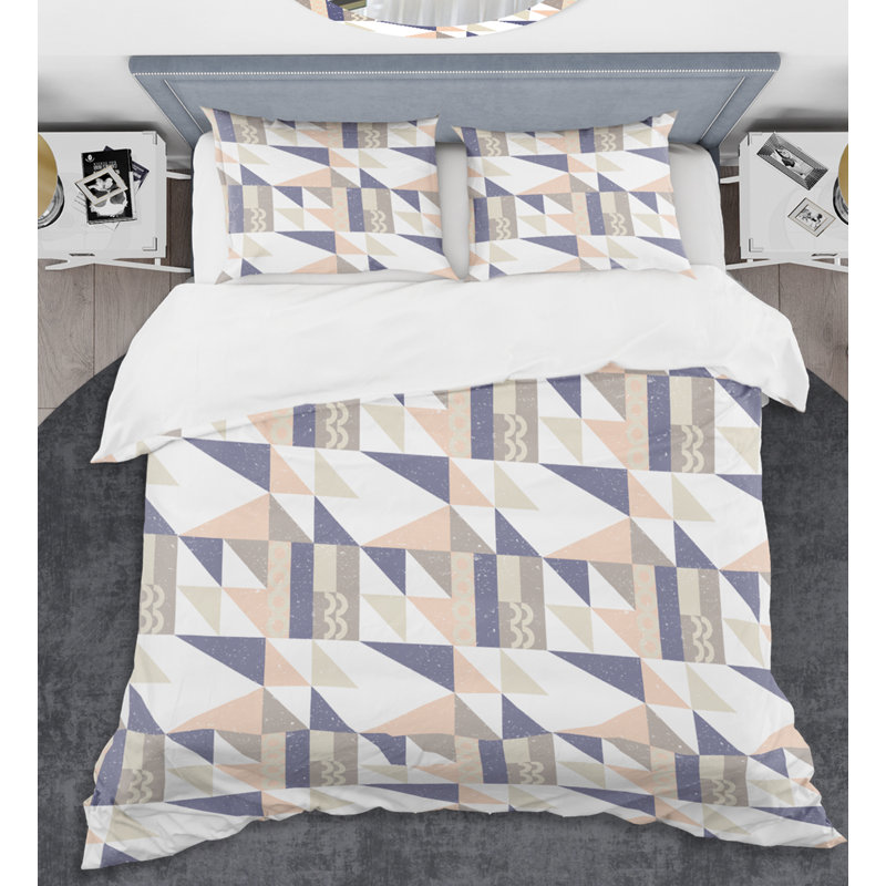 Ensemble de housse de couette rétro X Mid-Century, Housse simple + 1 taie décorative