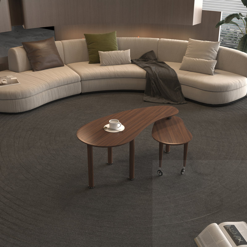 Table basse avec petite table rotative, Walnut