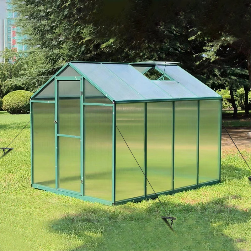 Newly Marketed Gain Height Windproofaluminum Greenhouse 6X8 FT Polycarbonate Greenhouse Raised Base And Anchor Aluminum Heavy Duty Walk-In Greenhouses For Outdoor Backyard In All Season