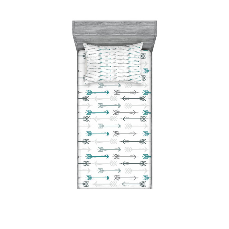 Drap-housse et coussin décoratif Ambesonne, Ensemble de draps pour lit simple + 3 pièces supp