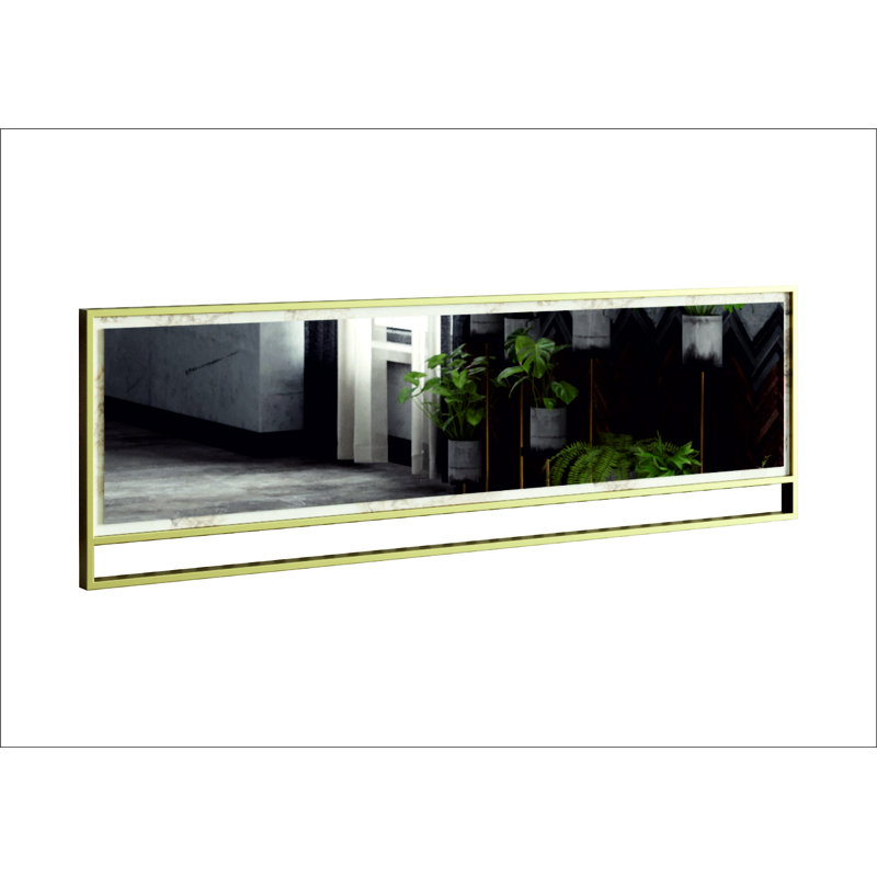 Blanco Wood Flat Wall Mirror, 121.8cm H x 37.8cm W, Gold/White