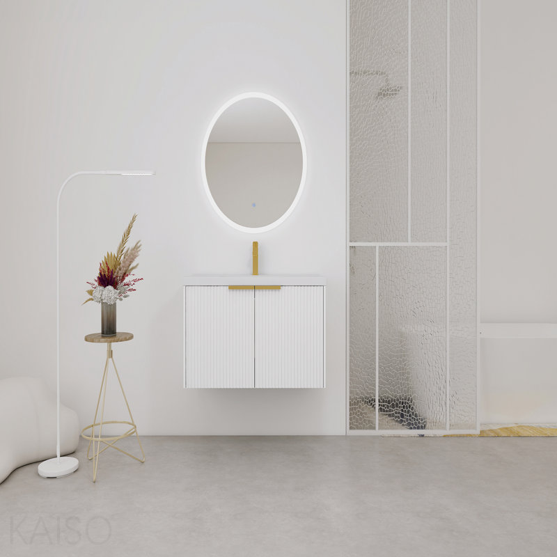 36" Wall Mounted Bathroom Vanity With Resin Sink & 2 Soft-Close Doors (Kd-Packing)