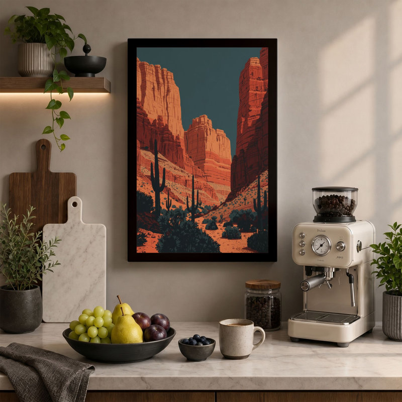 Desert Canyon Light Retro - Wrapped Canvas, 30x20 - 76.2 x 50.8 cm, Black Border
