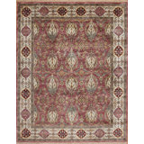 Silver Screen Hand Knotted Wool Area Rug in Mahogany/Ivory