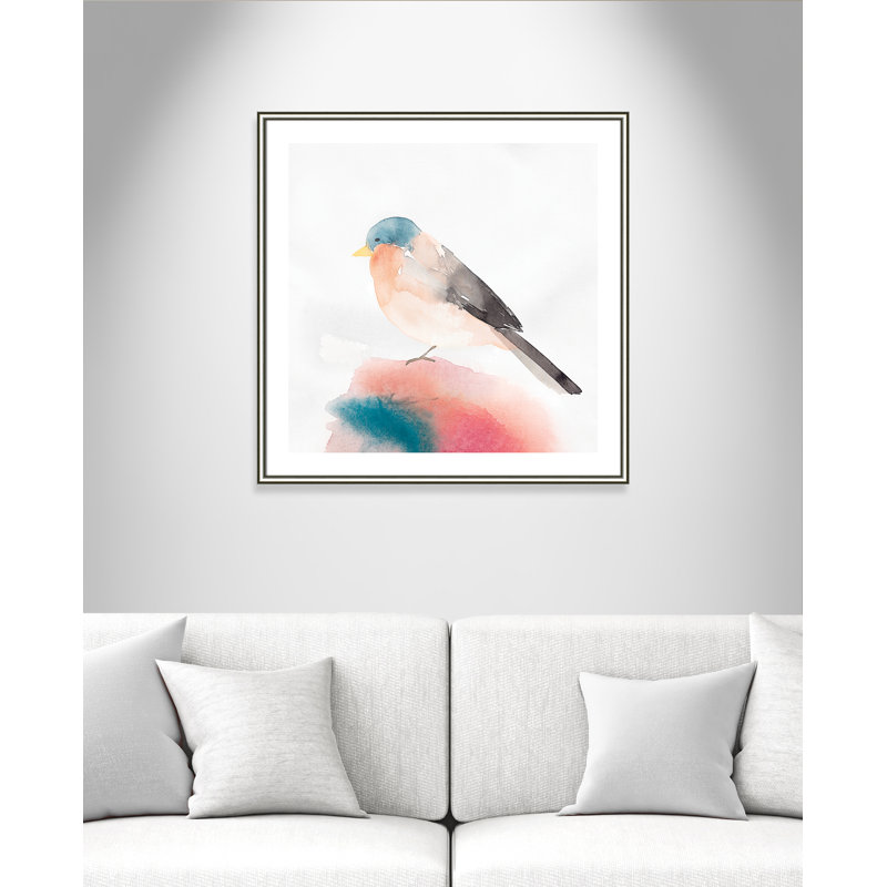 Chickadee II par Casa Fine Arts, Blanc, Papier avec cadre argenté, H 33,25 po x l 33,25 po x P 0,875 po