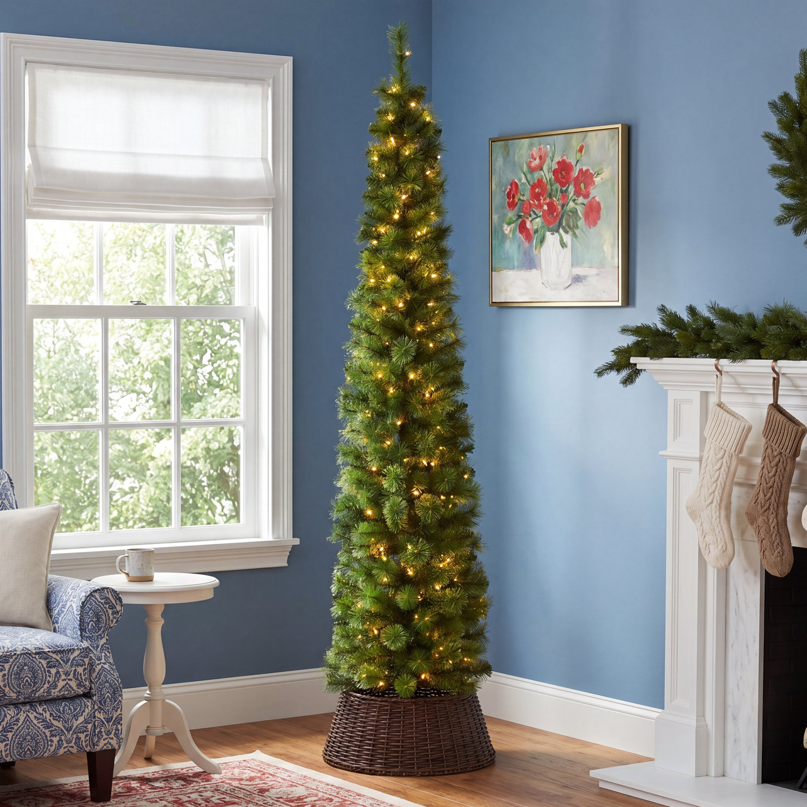 Lighted Artificial Christmas Tree, 7' H