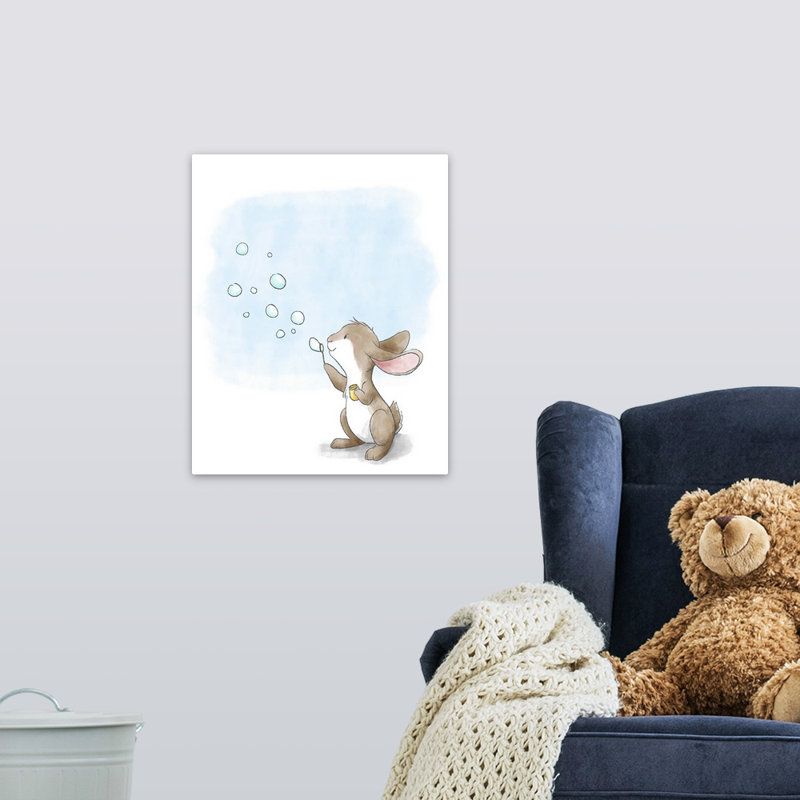 « souffleing bubbles », impression Little Bunny, H 30 po x l 25 po x P 1,5 po, Toile