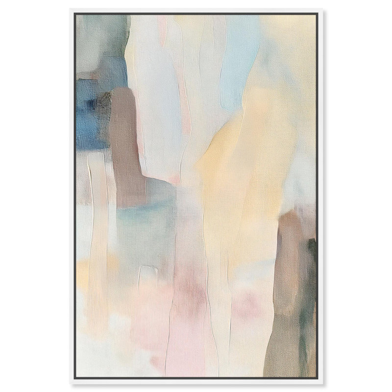 "Lightblend", art abstrait de pierres précieuses par Hokku Designs, H 37 po x l 25 po, Cadre blanc