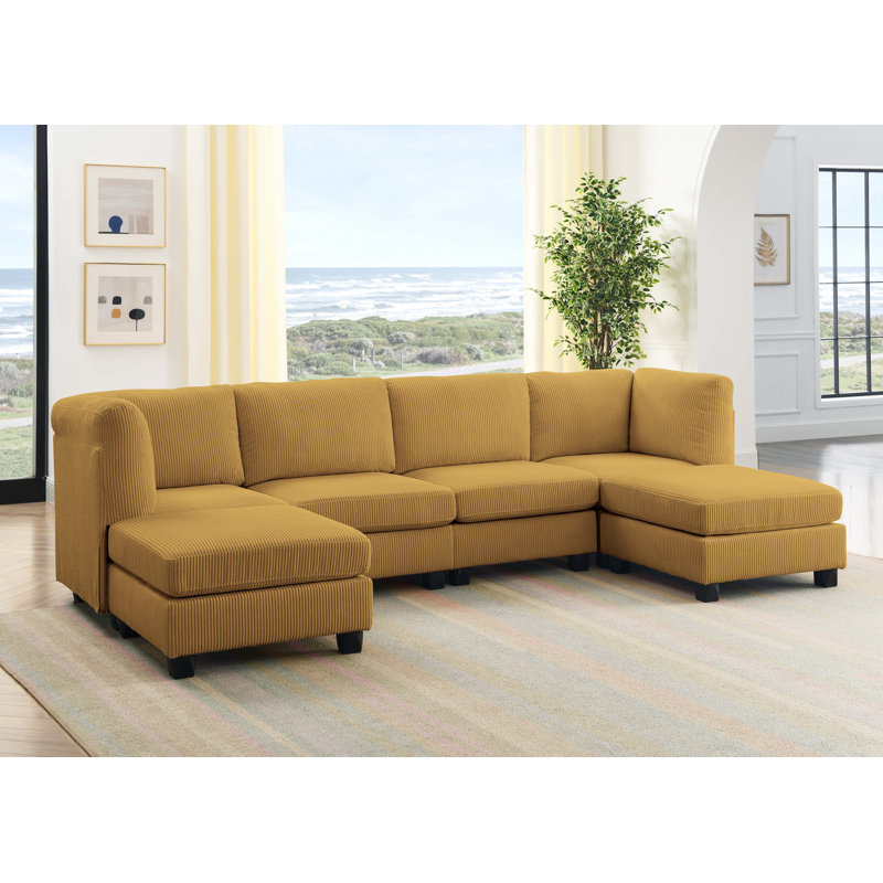 Corduroy Sectional Reversible, Ginger
