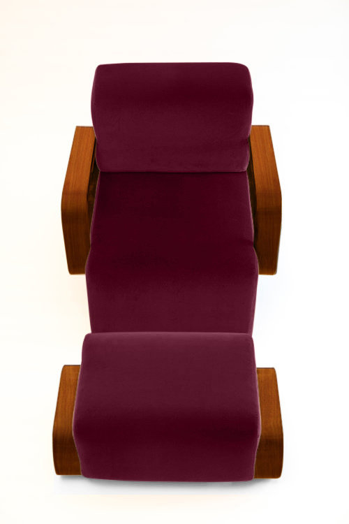 Cayenne Lounge Chair, Cranberry Velvet, Walnut