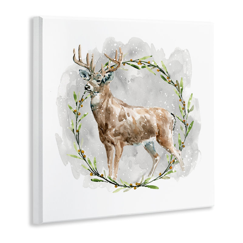 Rustic Deer with Wreath Giclee Art by Carol Robinson