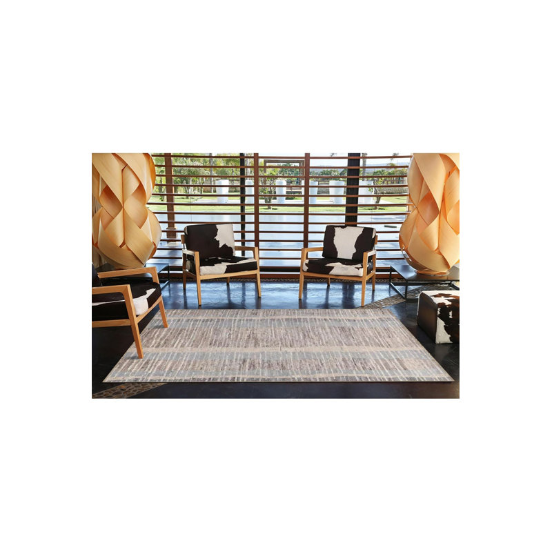 Tapis décoratif lavable à la machine peint à rayures, Carré 3 pi 3 po