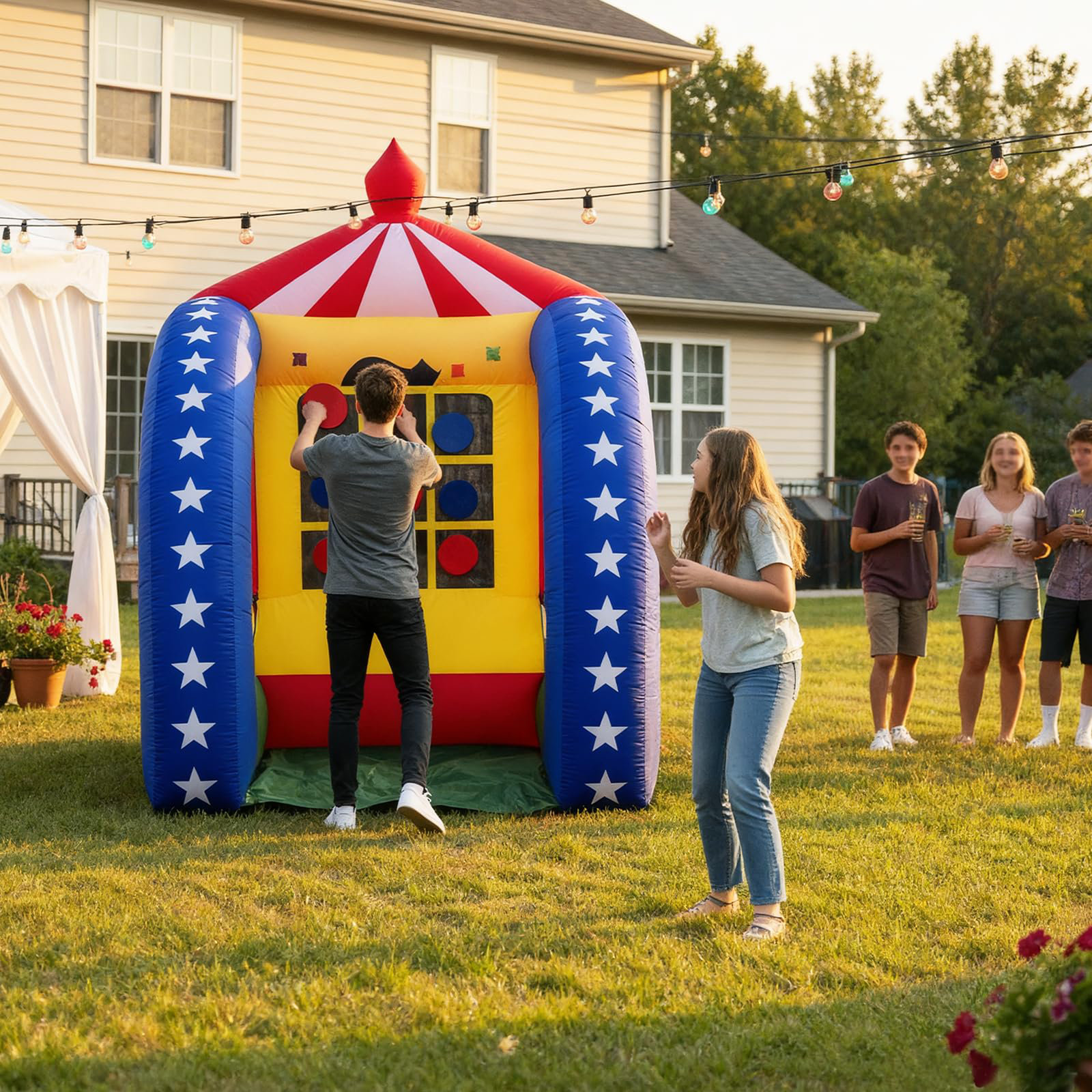 GR8FUN Inflatable Tic Tac Toe Carnival Game 6.5x6.5x9 ft with Built-in ...