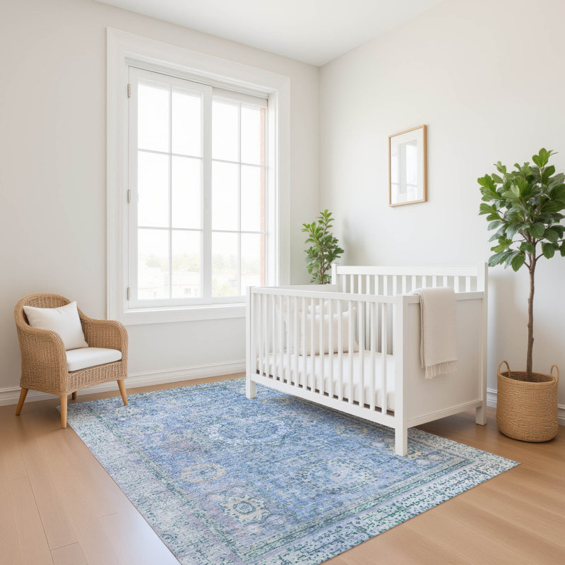 Premium Machine Washable Lubbers AMF1740 Border Rug, Rectangle 5' x 7'6"