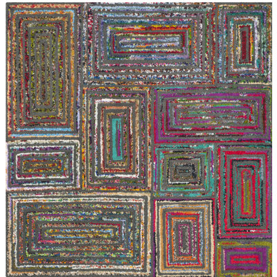 Tapis rose / vert en laine / coton touffeté à la main Anaant Nantucket