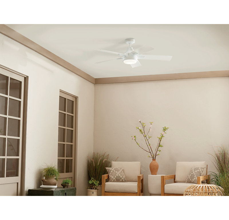 White Steel 52'' Ceiling Fan with Integrated LED Light