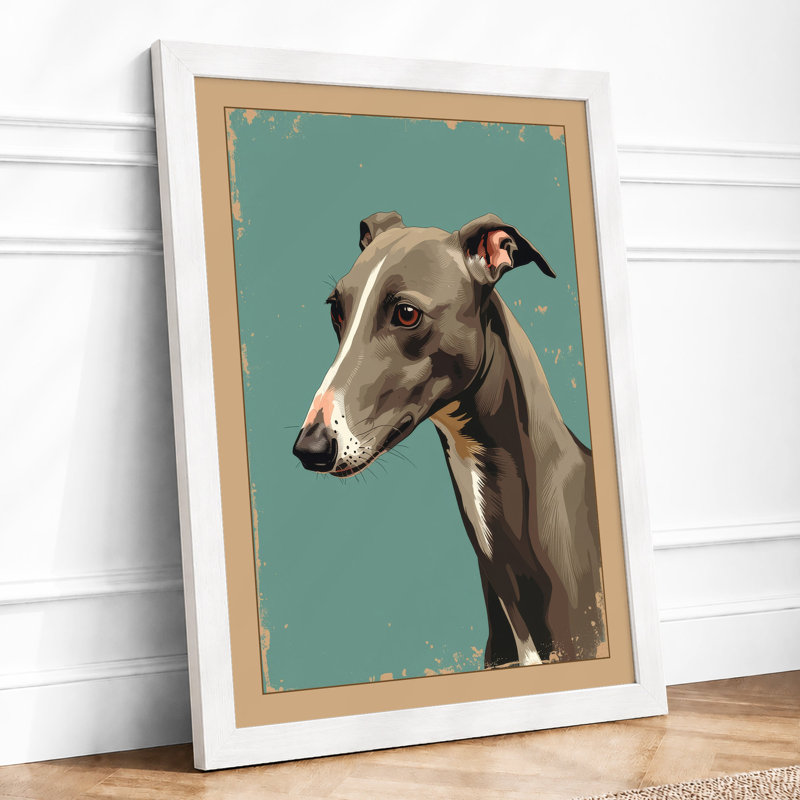Greyhound Profile Modern - Print, A4 - 29.7 x 21.0 cm, White