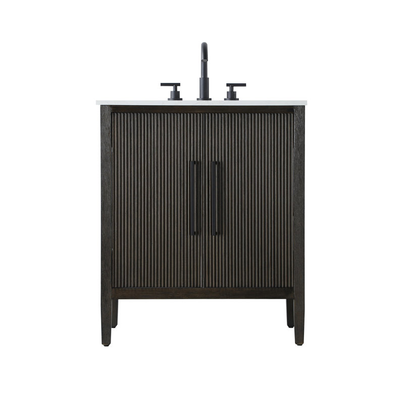 Meuble-lavabo simple 30 po, Chêne chocolat