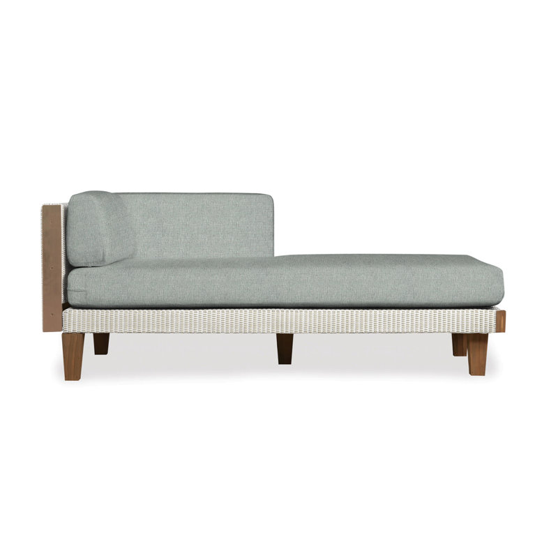 Catalina Outdoor Teak Chaise Lounge, Demo Skyway, Antique White