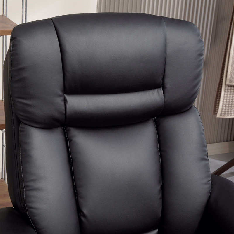 Fauteuil inclinable pivotant avec repose-pieds, fauteuil inclinable en cuir PU avec repose-pieds, noir