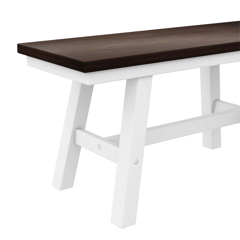 Ensemble de table de salle à manger en bois 6 pièces avec long banc et 4 chaises de salle à manger, Blanc, Blanc, Blanc