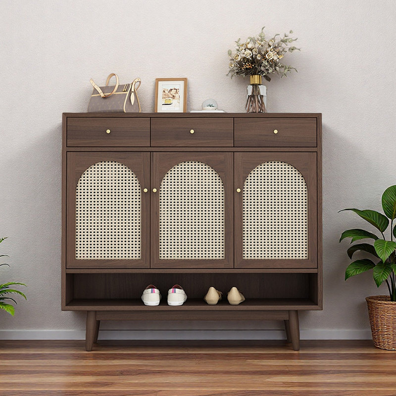 Rangement à chaussures de style japonais pratique, Bois brun foncé