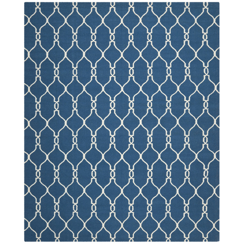 Geometric Wool Hand Woven Area Rug, Rectangle 122 x 183 cm