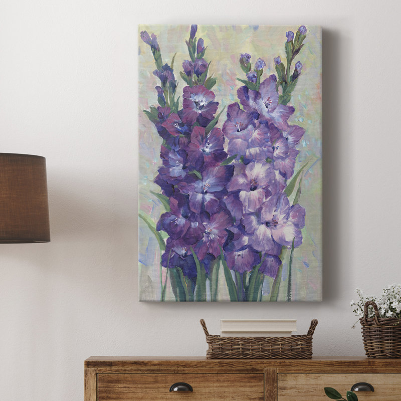 Glaïeuls en fleurs II - galerie Cavas sur mesure, H 36 po x l 24 po