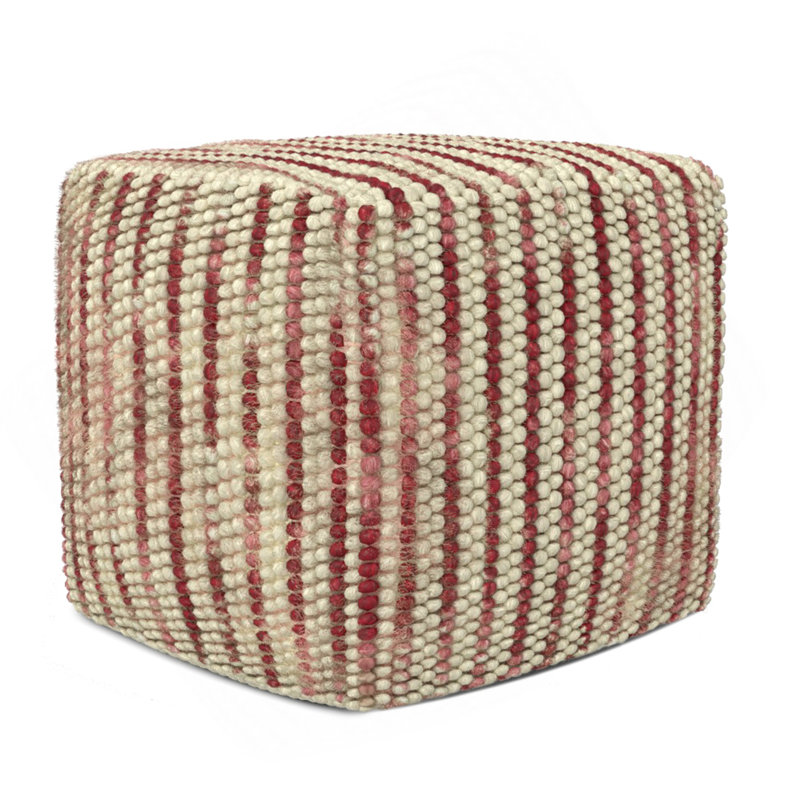 Zoey - Pouf cubique tissé - marron, Tissu rouge