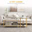 Ensemble de 2 tables basses rectangulaires et rondes avec tablettes de rangement, plateau en faux marbre et structure en acier, table d'appoint pour le salon