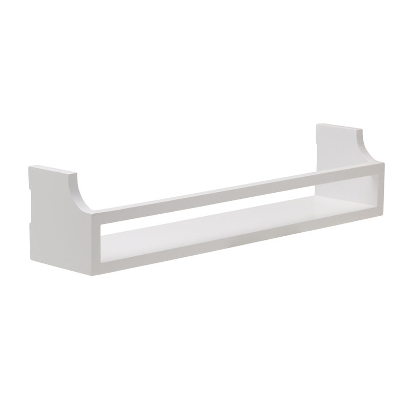 MELANNCO 2 Pieces Floating Curve Wall Shelves with Rail for Nursery, Bedroom, Living Room, Kitchen, White
