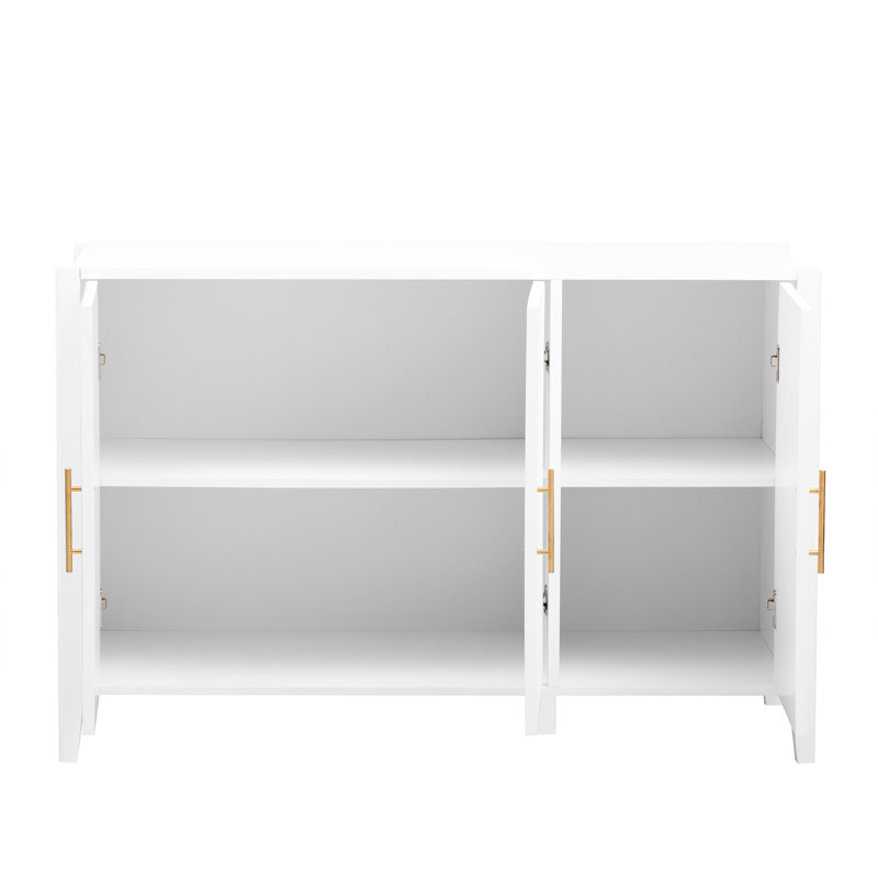 Armoire de rangement à trois portes avec poignées en métal - Idéale pour les couloirs, les entrées, les salons, les salles d'étude, le design classique blanc rehausse les entrées fonctionnelles