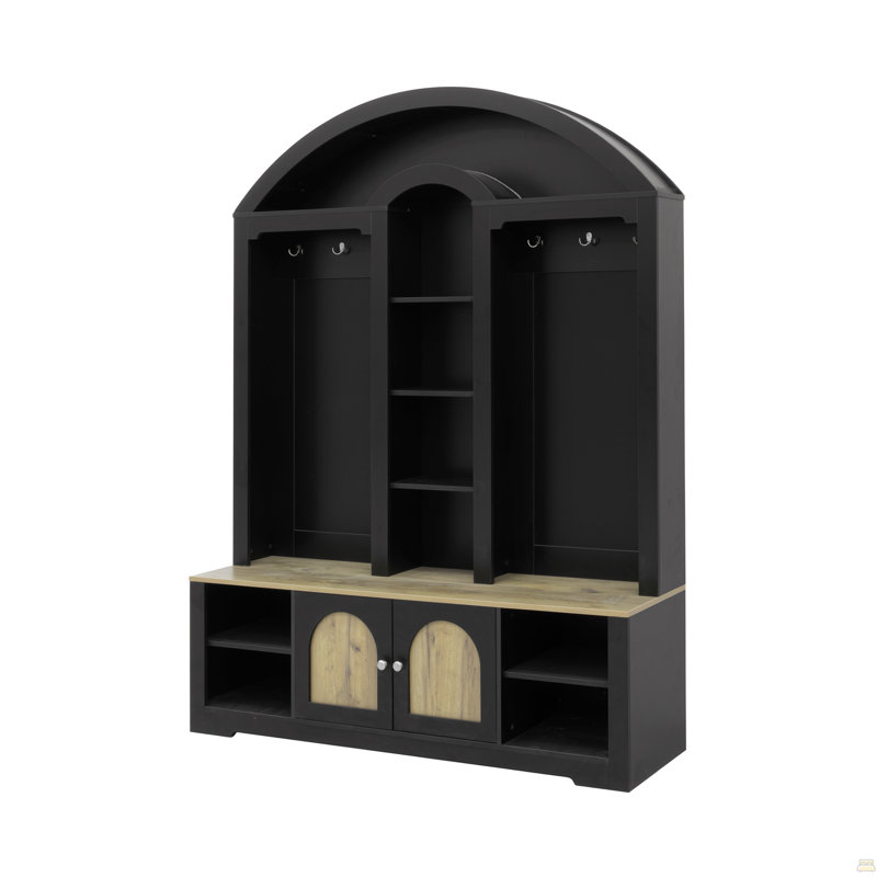 Armoire / garde-robe multifonctionnelle avec porte-chaussures, cintres et crochets. Garde-robe - Une garde-robe est faite de panneau de fibres à densité moyenne robuste avec un design moderne