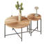 Ensemble de table basse et de table de bout à motif Radial 2 pièces - Panneau de fibres à densité moyenne imperméable avec housse en PVC, conception cylindrique vieillie, pieds en métal noir - charme rustique classique-1888953062