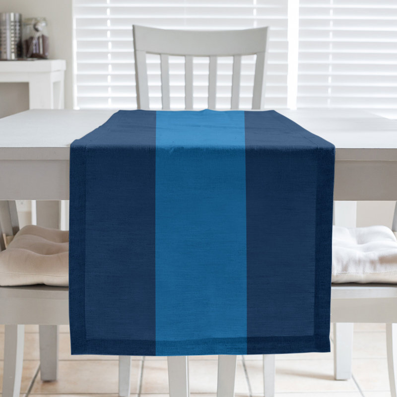 Chemin de table basket Philadelphia, L 72 po x l 16 po, Bleu marine / bleu / bleu marine, Sergé de coton