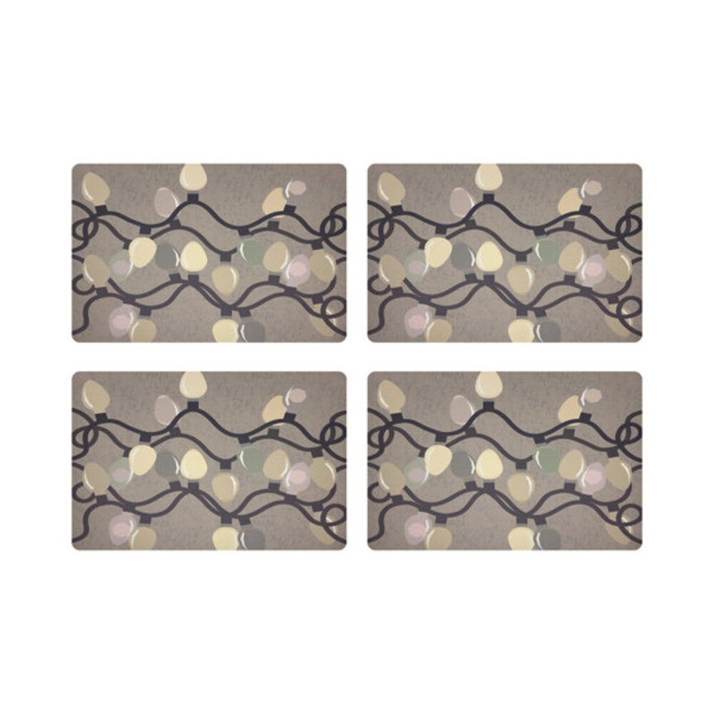 Xmas Vegan Leather Rectangle Placemats, Neutral