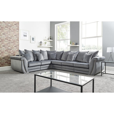 Hampton 6 Seater Velvet Large Corner Sofa